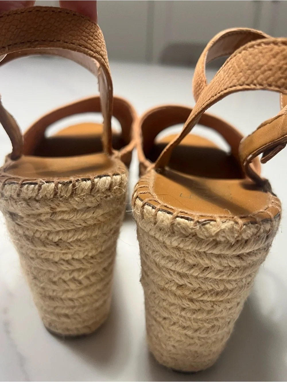 Franco Sarto Tan Women's Leather Espadrille Slide Sandals - Size 6.5